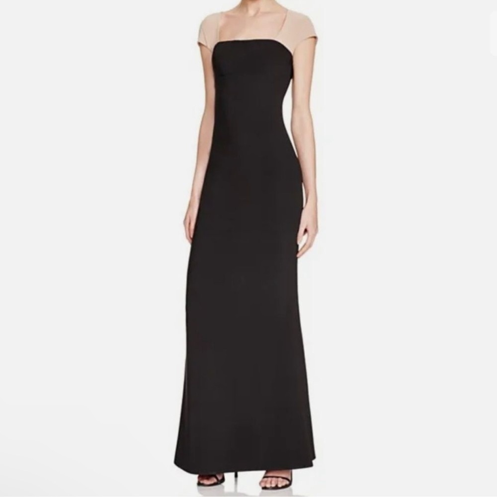 Maria Bianca Nero Cap Sleeve Gown Formal dress Size 4 Black Nude